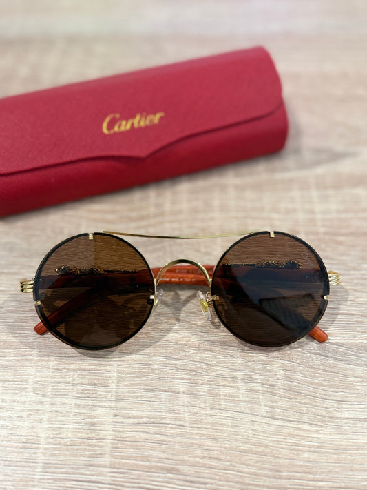 Gafas cartier circular marrón