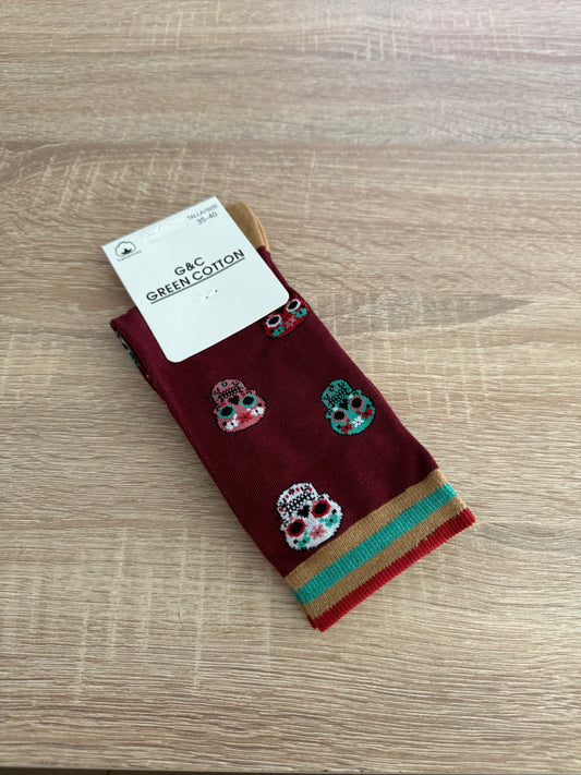 Calcetines calavera granate